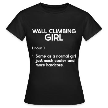 Wall climbing Bouldering rock face - Women's T-Shirt - black - Front - AI Model Female 172 dark (172cm)