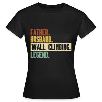 Wall climbing Bouldering rock face - Women's T-Shirt - black - Front - AI Model Female 172 dark (172cm)