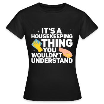 Haushalt - Frauen T-Shirt - Schwarz - Vorne - AI Model Female 172 dark (172cm)