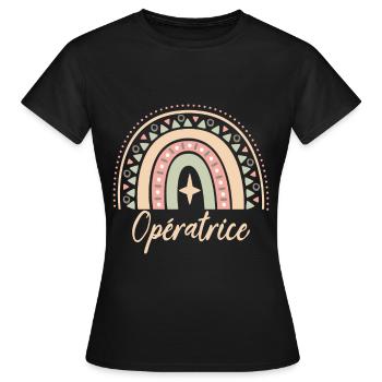 Cadeau Opératrice. Boho Rainbow opératrice. - T-shirt Femme - noir - Devant - AI Model Female 172 dark (172cm)