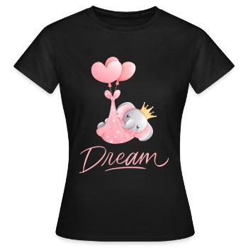 Elefant Herz Luftballon Baby Dream - Frauen T-Shirt - Schwarz - Vorne - AI Model Female 172 dark (172cm)