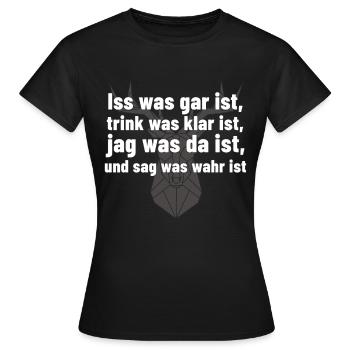 lustiger Spruch Jäger Schüsseltreiben - Frauen T-Shirt - Schwarz - Vorne - AI Model Female 172 dark (172cm)
