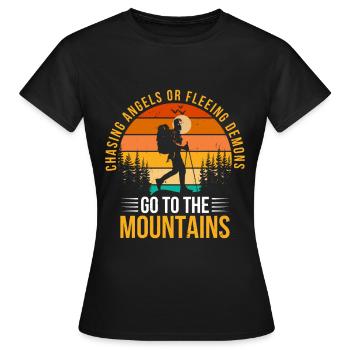 Poursuite des anges ou fuite des démons Randonnée - T-shirt Femme - noir - Devant - AI Model Female 172 dark (172cm)