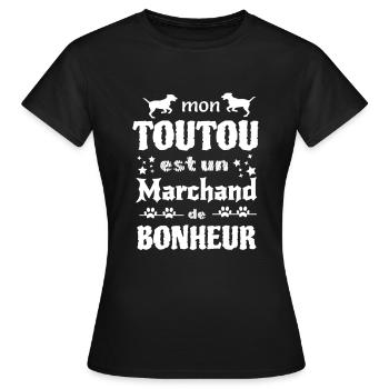 Mon toutou est un marchand de bonheur - T-shirt Femme - noir - Devant - AI Model Female 172 dark (172cm)