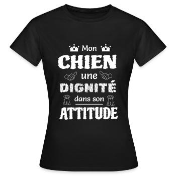 Mon chien une dignité dans son attitude - T-shirt Femme - noir - Devant - AI Model Female 172 dark (172cm)