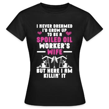 Ölfeldarbeiter Rig Roughneck Ölfeldfrau - Frauen T-Shirt - Schwarz - Vorne - AI Model Female 172 dark (172cm)