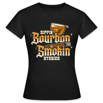 Bourbon Cigares Whisky Cigares Lounge Lovers - T-shirt Femme - noir - Devant - AI Model Female 172 dark (172cm)