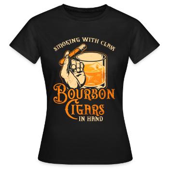 Bourbon Cigares Whisky Cigares Lounge Lovers - T-shirt Femme - noir - Devant - AI Model Female 172 dark (172cm)