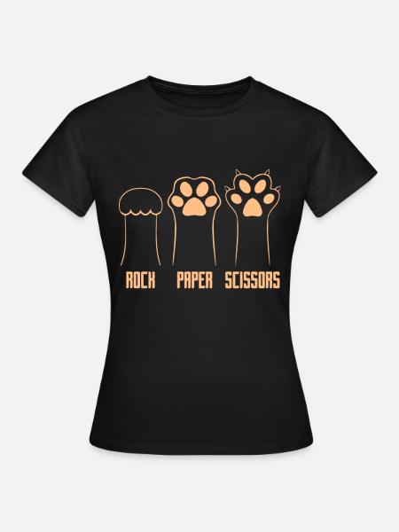Pierre Papier Ciseaux Jeu De Main Drôle Chat Enfants - T-shirt Femme - noir