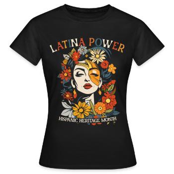 Hispanic Heritage Latina Power Flowers Women - Women's T-Shirt - black - Front - AI Model Female 172 dark (172cm)