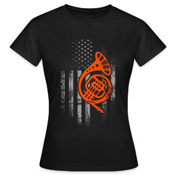 Französischer Horn -Spieler Hornist Messing Musik - Frauen T-Shirt - Schwarz - Vorne - AI Model Female 172 dark (172cm)