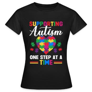 Soutien à la sensibilisation à l’autisme - T-shirt Femme - noir - Devant - AI Model Female 172 dark (172cm)