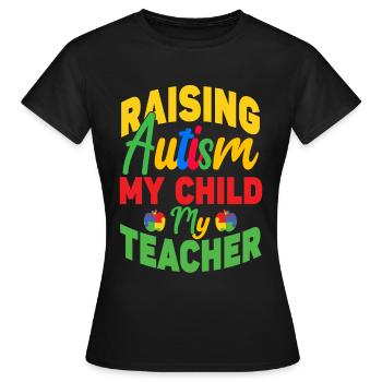Soutien à la sensibilisation à l’autisme - T-shirt Femme - noir - Devant - AI Model Female 172 dark (172cm)