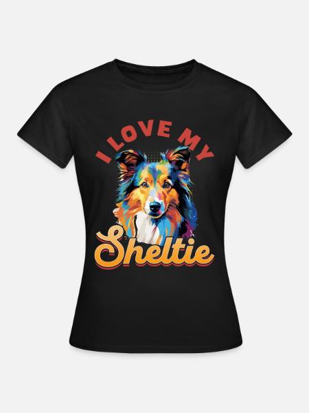 Shetland chien de berger chien Sheltie - J’aime mon Sheltie - T-shirt Femme - noir