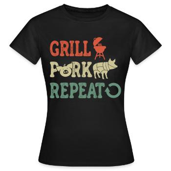 Grill Grillgrill Schweinefleisch - Frauen T-Shirt - Schwarz - Vorne - AI Model Female 172 dark (172cm)