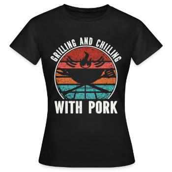 Grill Grillgrill Schweinefleisch - Frauen T-Shirt - Schwarz - Vorne - AI Model Female 172 dark (172cm)