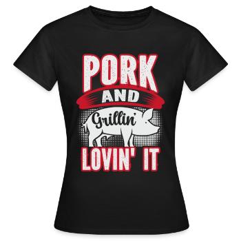 Grill Grillgrill Schweinefleisch - Frauen T-Shirt - Schwarz - Vorne - AI Model Female 172 dark (172cm)