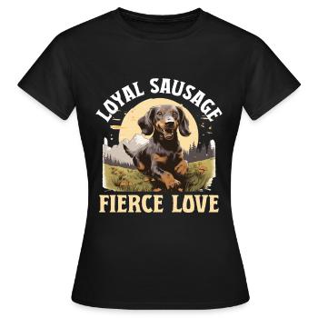 Saucisse saucisse saucisse teckel chien Loyal saucisse - T-shirt Femme - noir - Devant - AI Model Female 172 dark (172cm)