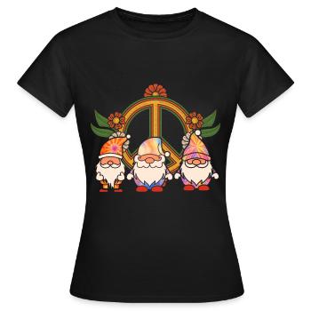Trois Gnomes Hippies Groovy Bandage Dye Gnomies - T-shirt Femme - noir - Devant - AI Model Female 172 dark (172cm)