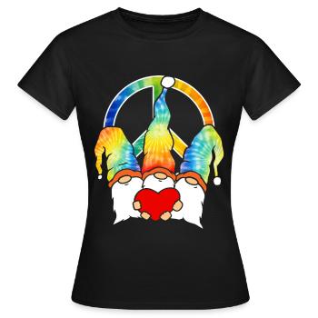 Trois Gnomes Hippies Groovy Bandage Dye Gnomies - T-shirt Femme - noir - Devant - AI Model Female 172 dark (172cm)