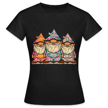 Trois Gnomes Hippies Groovy Bandage Dye Gnomies - T-shirt Femme - noir - Devant - AI Model Female 172 dark (172cm)