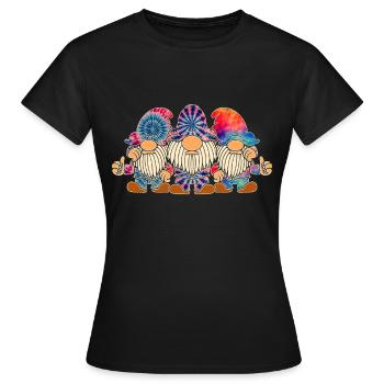 Trois Gnomes Hippies Groovy Bandage Dye Gnomies - T-shirt Femme - noir - Devant - AI Model Female 172 dark (172cm)