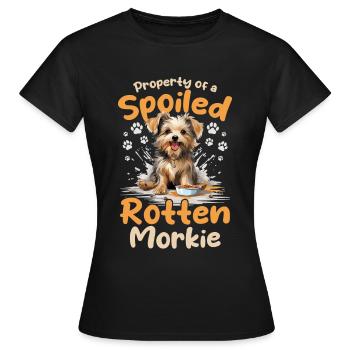 Morkie chien race animal de compagnie propriété d’un pourri gâté - T-shirt Femme - noir - Devant - AI Model Female 172 dark (172cm)