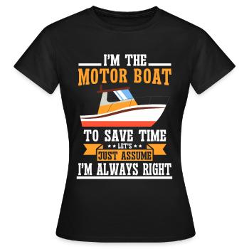 Bateau à moteur - Capitaine Bateau à moteur du lac Boater - T-shirt Femme - noir - Devant - AI Model Female 172 dark (172cm)