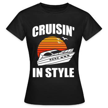 Bateau à moteur - Capitaine Bateau à moteur du lac Boater - T-shirt Femme - noir - Devant - AI Model Female 172 dark (172cm)