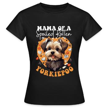 Maman de chien de compagnie d’un Yorkiepoo pourri gâté - T-shirt Femme - noir - Devant - AI Model Female 172 dark (172cm)