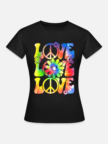 Groovy Tie Dye Retro 70s Hippie Vintage - Women's T-Shirt - black