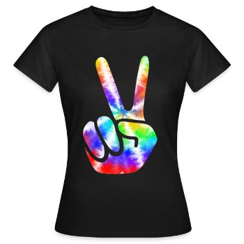 Groovy Tie Dye Retro 70s Hippie Vintage - Women's T-Shirt - black - Front - AI Model Female 172 dark (172cm)