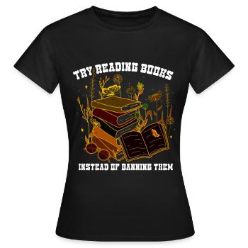 Livres interdits Amateurs de livres Lire des livres Livres - T-shirt Femme - noir - Devant - AI Model Female 172 dark (172cm)