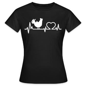 Hühner Heartbeat Herzschlag Hühnerbesitzer Huhn - Frauen T-Shirt - Schwarz - Vorne - AI Model Female 172 dark (172cm)