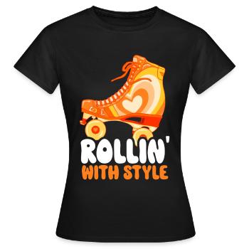 Rollerskates Funny 80er Roller Disco Skating - Frauen T-Shirt - Schwarz - Vorne - AI Model Female 172 dark (172cm)