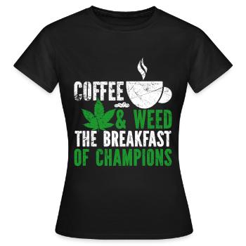 Weed, Café, Cannabis, Stoner, Caféine, Ganja - T-shirt Femme - noir - Devant - AI Model Female 172 dark (172cm)
