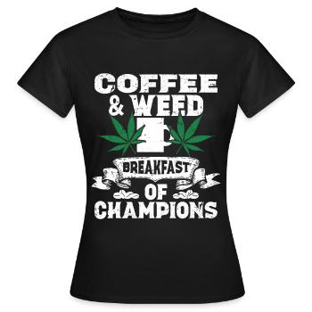 Weed, Café, Cannabis, Stoner, Caféine, Ganja - T-shirt Femme - noir - Devant - AI Model Female 172 dark (172cm)