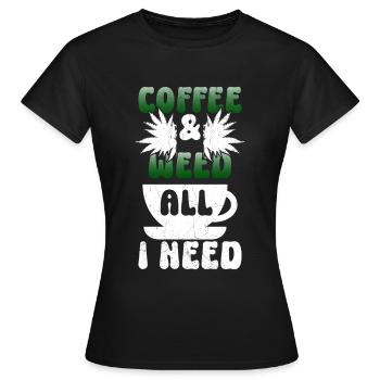 Weed, Café, Cannabis, Stoner, Caféine, Ganja - T-shirt Femme - noir - Devant - AI Model Female 172 dark (172cm)