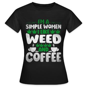 Weed, Café, Cannabis, Stoner, Caféine, Ganja - T-shirt Femme - noir - Devant - AI Model Female 172 dark (172cm)