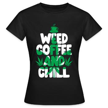 Weed, Café, Cannabis, Stoner, Caféine, Ganja - T-shirt Femme - noir - Devant - AI Model Female 172 dark (172cm)