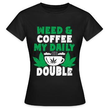 Weed, Café, Cannabis, Stoner, Caféine, Ganja - T-shirt Femme - noir - Devant - AI Model Female 172 dark (172cm)
