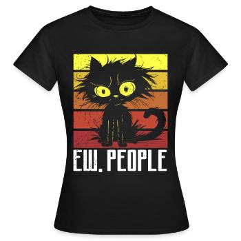 Ew People Cat Lustige Vintage Anti -soziale - Frauen T-Shirt - Schwarz - Vorne - AI Model Female 172 dark (172cm)