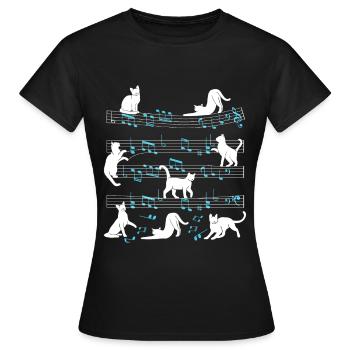 Cats playing with music note cat - Women's T-Shirt - black - Front - AI Model Female 172 dark (172cm)