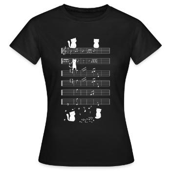 Cats playing with music note cat - Women's T-Shirt - black - Front - AI Model Female 172 dark (172cm)