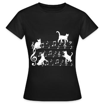 Cats playing with music note cat - Women's T-Shirt - black - Front - AI Model Female 172 dark (172cm)