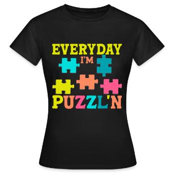 Puzzle Pièce Puzzle Amateur de Puzzle - T-shirt Femme - noir - Devant - AI Model Female 172 dark (172cm)