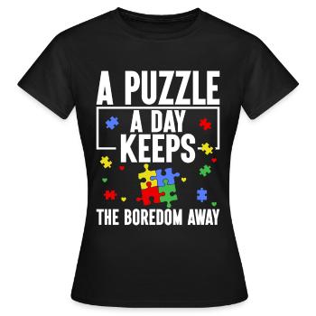 Puzzle Pièce Puzzle Amateur de Puzzle - T-shirt Femme - noir - Devant - AI Model Female 172 dark (172cm)