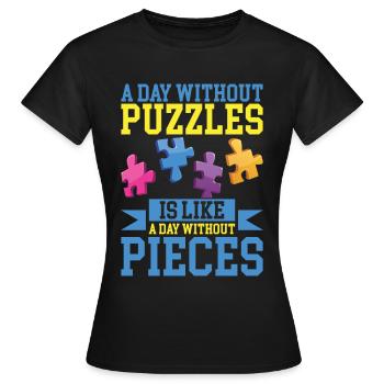 Puzzle Pièce Puzzle Amateur de Puzzle - T-shirt Femme - noir - Devant - AI Model Female 172 dark (172cm)