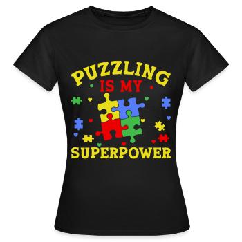 Puzzle Pièce Puzzle Amateur de Puzzle - T-shirt Femme - noir - Devant - AI Model Female 172 dark (172cm)