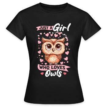 hibou oiseau nocturne animal juste une fille qui aime - T-shirt Femme - noir - Devant - AI Model Female 172 dark (172cm)